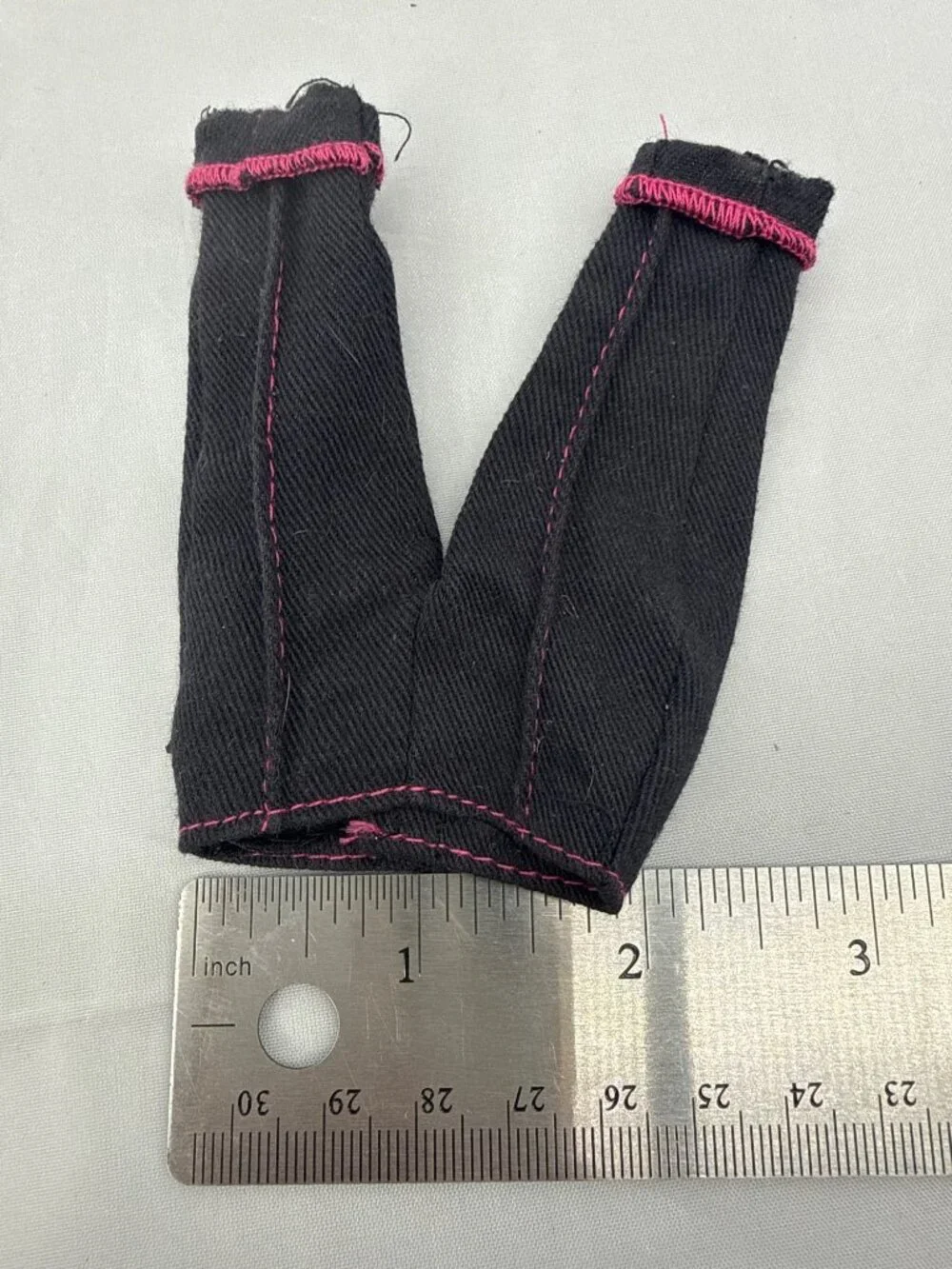 Y2K Mattel My Scene Black Denim Capris Pink Stitching Doll Pants Jeans